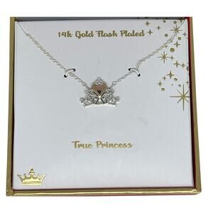 Disney Tiara Pendant Necklace Princess Crown Chic Stylish Trendy 14K Gold Plated